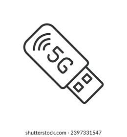 5G USB Adapter icon line design. 5G, USB, Adapter, Icon, Mobile, Wireless, Technology vector illustration. 5G USB Adapter editable stroke icon.