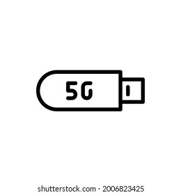 Vector de ilustración con logotipo USB 5G, Icono de línea de disco flash aislado. 5G y conjunto de iconos de tecnología. Adecuado para diseño web, logotipo, aplicación. 64x64 Pixel Perfecto.