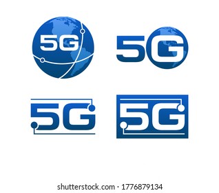 5G varios logotipos en colores azul y blanco