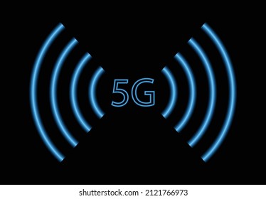 5G-Vektorsymbol. Illustration zur Informationstechnologie der drahtlosen Internetverbindung der fünften Generation. Mobilgeräte-Telekommunikations-Business-Web-Netz. 