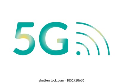 Icono de vector 5G aislado en blanco. Símbolo de gradiente de red inalámbrica de 5 generaciones