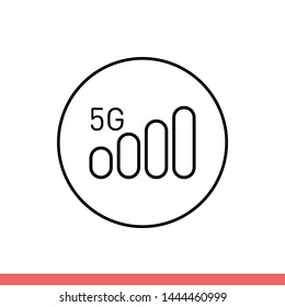 5g vector icon, mobile data symbol. Simple, flat design for web or mobile app