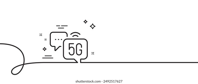 5g wi-fi internet line icon. Continuous one line with curl. Wifi wireless network sign. Mobile chat symbol. 5g internet single outline ribbon. Loop curve pattern. Vector