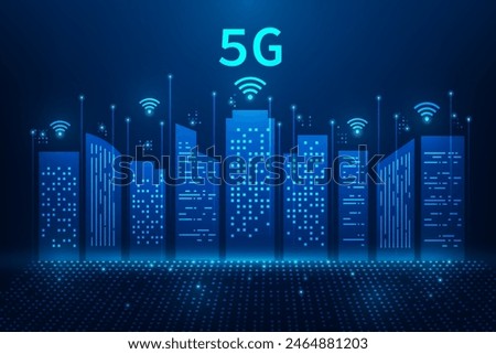 5g wifi internet network high speed and smart city background. wireless communication technology. vector illustration fantastic hi-tech design. 