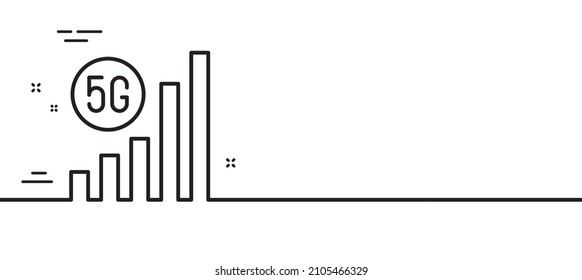 5g wifi signal quality line icon. Wireless technology sign. Mobile internet symbol. Minimal line illustration background. 5g wifi line icon pattern banner. White web template concept. Vector