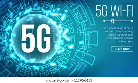 5G Wi-Fi Standard Background Vector. Telecommunication. Wireless Network. Internet Wi-Fi Connection. Future Technology Illustration 
