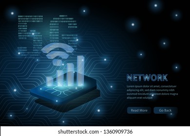 5G wifi technology and sim card geometry cross frame line vector futuristic illustration template background with glowing dot. Concept of wireless high speed internet connection.