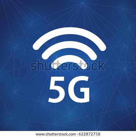 5G wireles conection. World connection. isolated on blue. 
