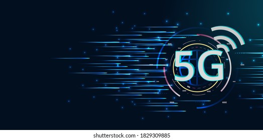 5G Wireless High Speed Internet. speed of network internet wireless. Global network high speed innovation connection data rate technology vector illustration. blue abstract futuristic background.