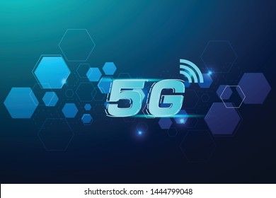 5G wireless internet wifi connection concept. Global network high speed innovation data technology, vector illustration