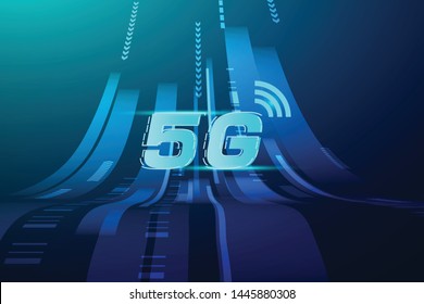 5G wireless internet wifi connection concept. Global network high speed innovation data technology, vector illustration