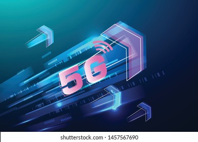 5G wireless internet wifi connection concept. Global network high speed innovation data technology, vector illustration