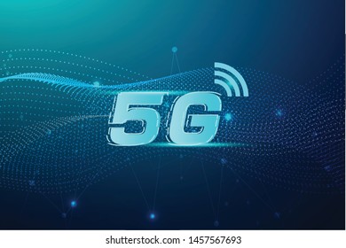 5G wireless internet wifi connection concept. Global network high speed innovation data technology, vector illustration