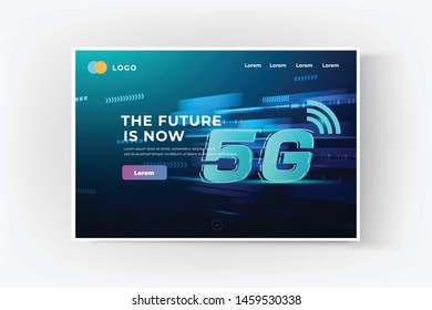 5G wireless internet wifi connection concept banner website template background design elements in concept business presentation, vector