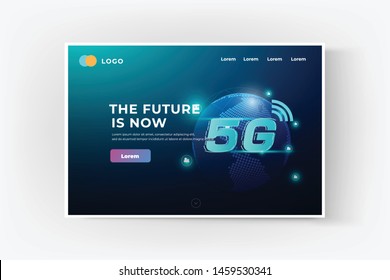 5G wireless internet wifi connection concept banner website template background design elements in concept business presentation, vector