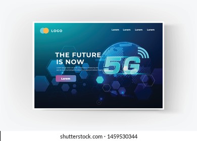 5G wireless internet wifi connection concept banner website template background design elements in concept business presentation, vector