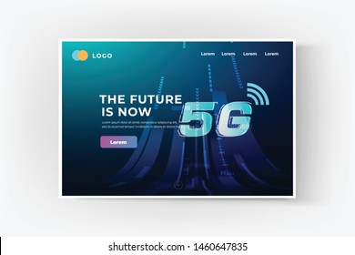 5G wireless internet wifi connection concept banner. website template background design elements in concept business presentation, vector