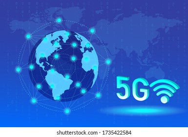 Conexión inalámbrica a Internet 5G. Fondo del vector