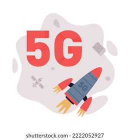 Tecnología WiFi de Internet inalámbrica 5G. Red global con ilustración vectorial de dibujos animados de conexión de alta velocidad