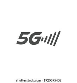 5G Wireless-Netzwerksymbol einzeln auf schwarz-weißem Vektorgrafik