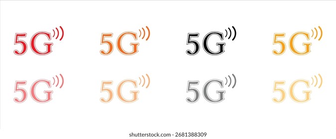 Tecnologia sem fio 5G Icon Set art