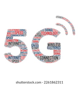 5G Word cloud art, 5G network