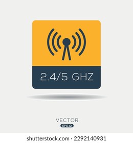 5Ghz+2.4Ghz Dual Band Wireless Internet, Vector sign.