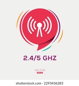 5Ghz+2.4Ghz Dual Band Wireless Internet, Vector sign.