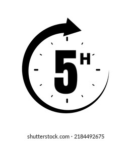 5 horas, símbolo de icono negro, hora, hora