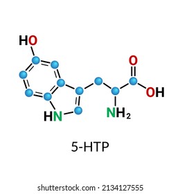 5-HTP, 5-Hydroxytryptophan, oxitriptan molecular structure background stock illustration