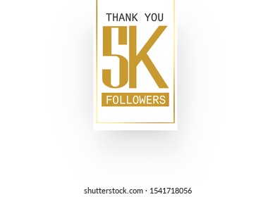 5k, 5.000 Followers celebration logotype. anniversary logo with golden and Spark light white color isolated on white background for social media - Vector
