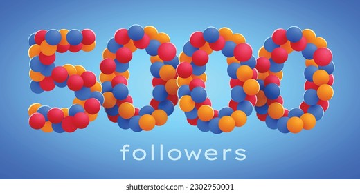 5k or 5000 followers thank you with colorful balloons. Social Network friends, followers, Celebrate of subscribers or followers and likes. Vector illustration