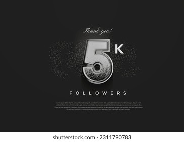 5k followers celebration with dark and crowded concept. design premium vector.