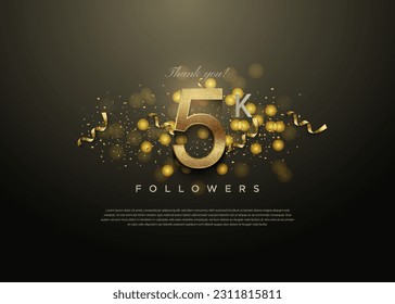 5k followers celebration with a festive and beautiful concept. design premium vector.