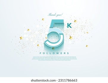 5k followers celebration with festive celebration ornament background. design premium vector.