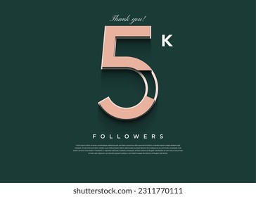 5k followers celebration on clean green background. design premium vector.