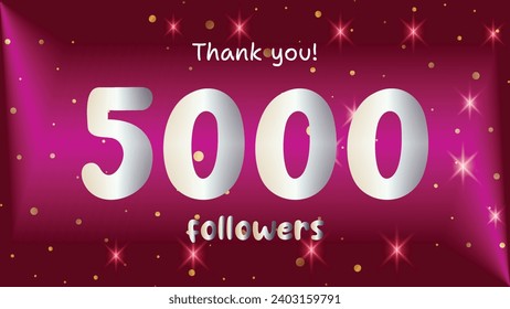 5k Followers gold numbers Celebration shiny luxury golding color Violet background Premium vector social media poster banner celebration greeting Gratitude text thank you Network friends follower 5000