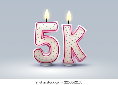5k followers of online users, congratulatory candles in the form of numbers