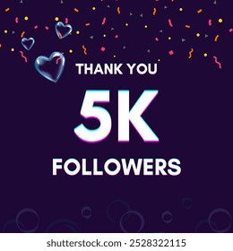 Plantilla de texto "5K followers" para dar las gracias después de lograr el hito en los sitios de redes sociales.
