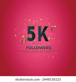 5K isolated on Pink background Thank you followers peoples, Dark Blue Number 5K online social networks, 6K followers celebration template design 
