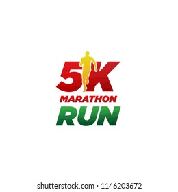 5K Marathon Run Event Logo Template With Running People Illustration, Vector Eps 10
