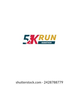 5k run logo, marathon logo vector graphics