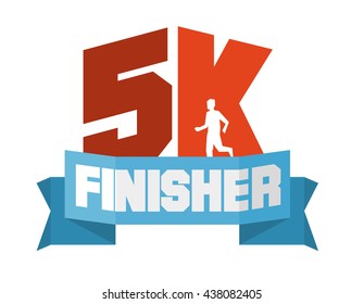 5k running finisher. Flat vector illustration.