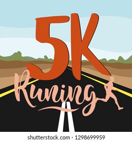 5K Running Vector Template Design Illustration.