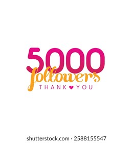 5k social media followers and subscribers template. Thank you 5000 followers, peoples online social group.