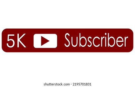 5K subscriber red white banner art vector illustration