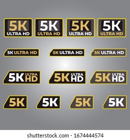 5k Ultra Hd icons. Vector 5K UHD TV symbols of High Definition monitor display resolution

