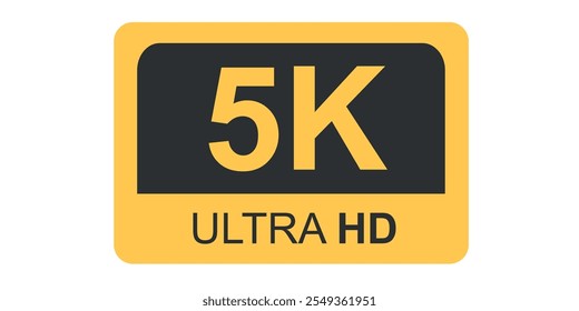 Etikett mit 5.000 Ultra HD-Auflösung. Flaches Design einzeln auf weißem Hintergrund.