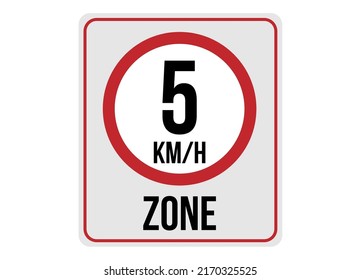 5km h speed limit zone. Vector illustration.