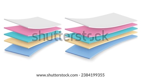 5-layer waterproof material to protect against moisture. Advertising for waterproof fabrics and absorbent linings. Curved simple layers of fabric, foam.